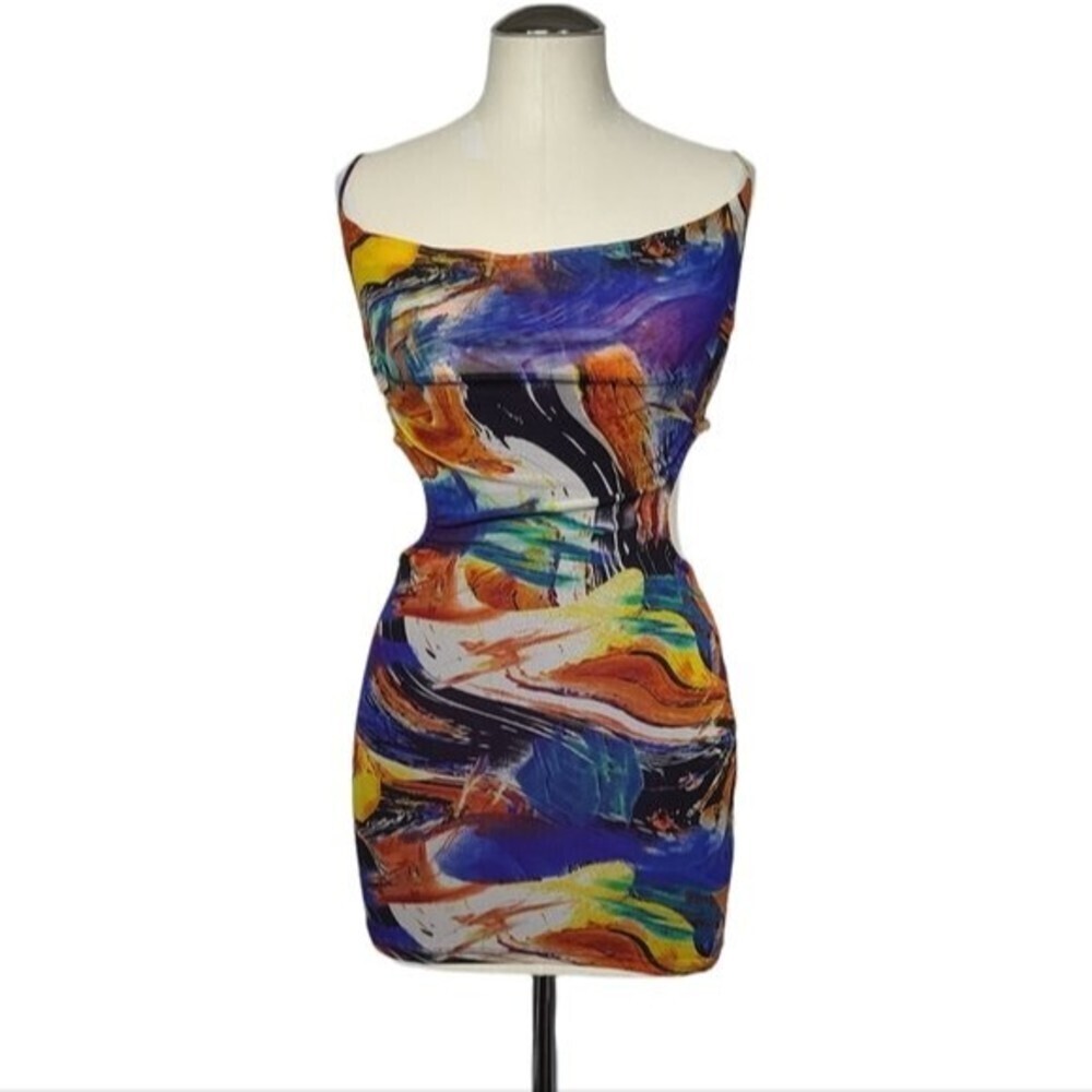 Blanc Clothing Colorful Cut Out Mini Dress S